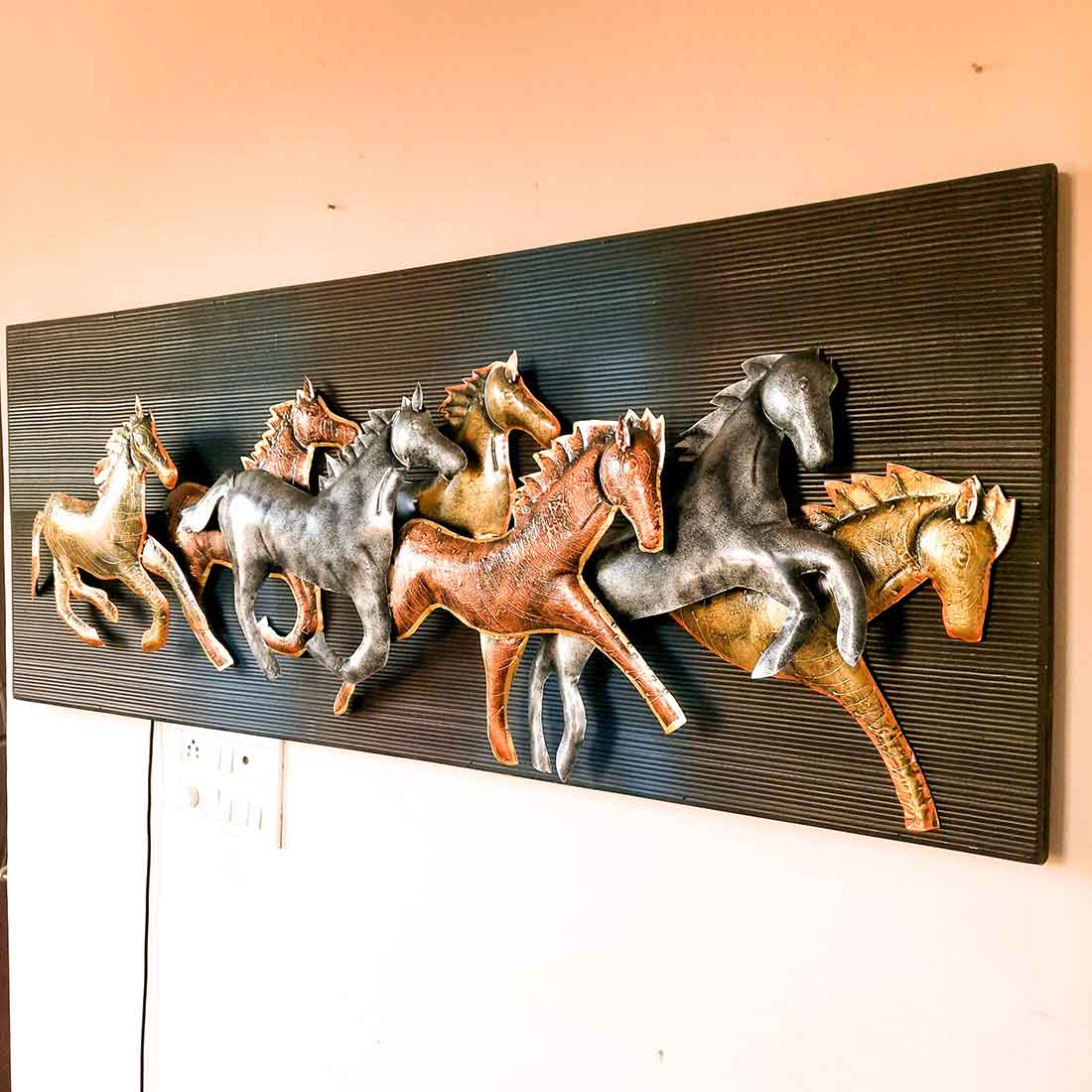 7 Running Horse Wall Hanging with LED Lights | Backlit Horse Wall Decor - for Vastu, Feng Shui, Living Room, Home, Wall Decor & Gifts - 60 inch - Apkamart