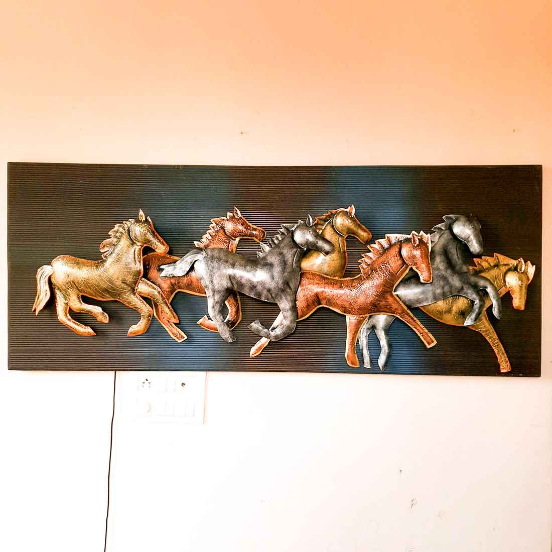 7 Running Horse Wall Hanging with LED Lights | Backlit Horse Wall Decor - for Vastu, Feng Shui, Living Room, Home, Wall Decor & Gifts - 60 inch - Apkamart