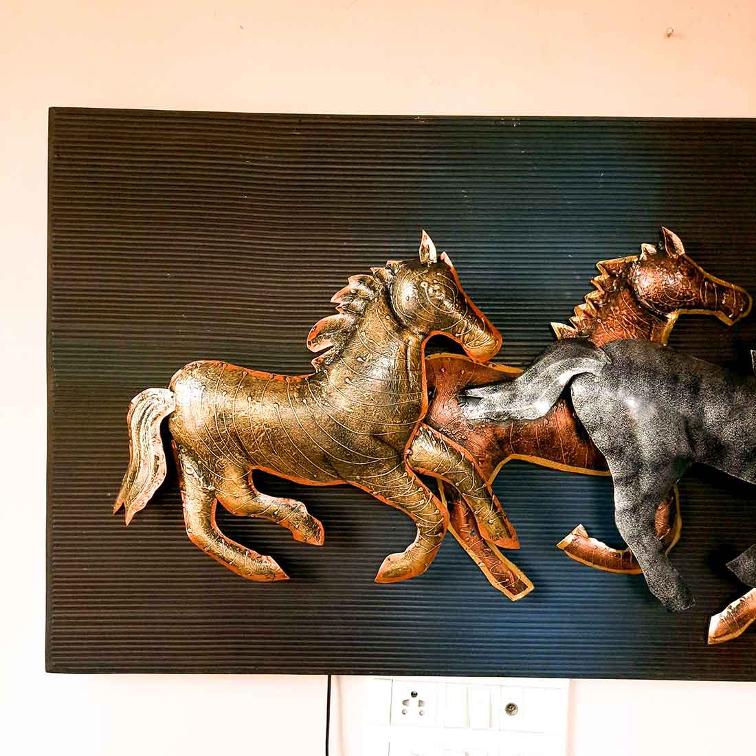 7 Running Horse Wall Hanging with LED Lights | Backlit Horse Wall Decor - for Vastu, Feng Shui, Living Room, Home, Wall Decor & Gifts - 60 inch - Apkamart