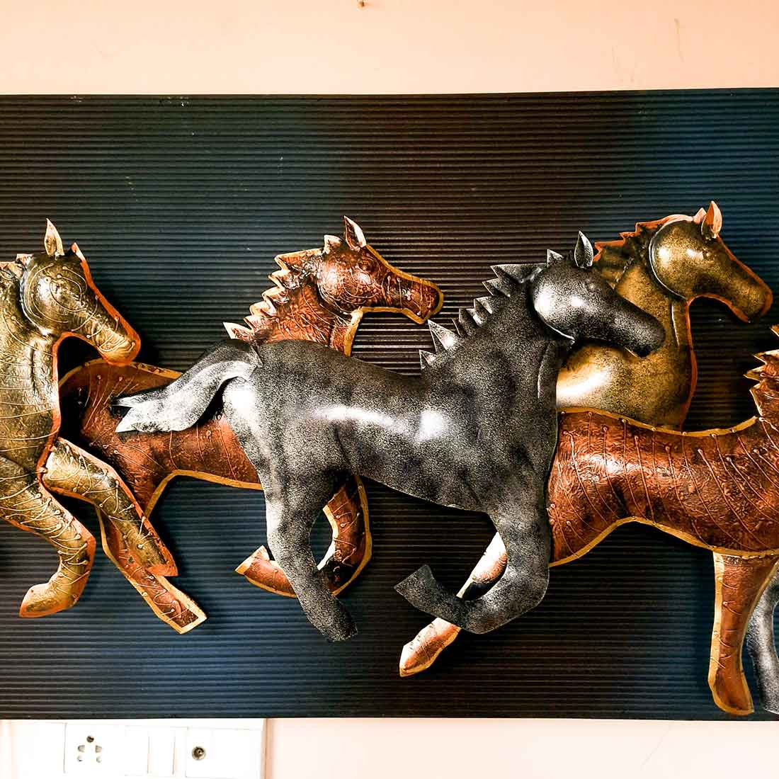 7 Running Horse Wall Hanging with LED Lights | Backlit Horse Wall Decor - for Vastu, Feng Shui, Living Room, Home, Wall Decor & Gifts - 60 inch - Apkamart