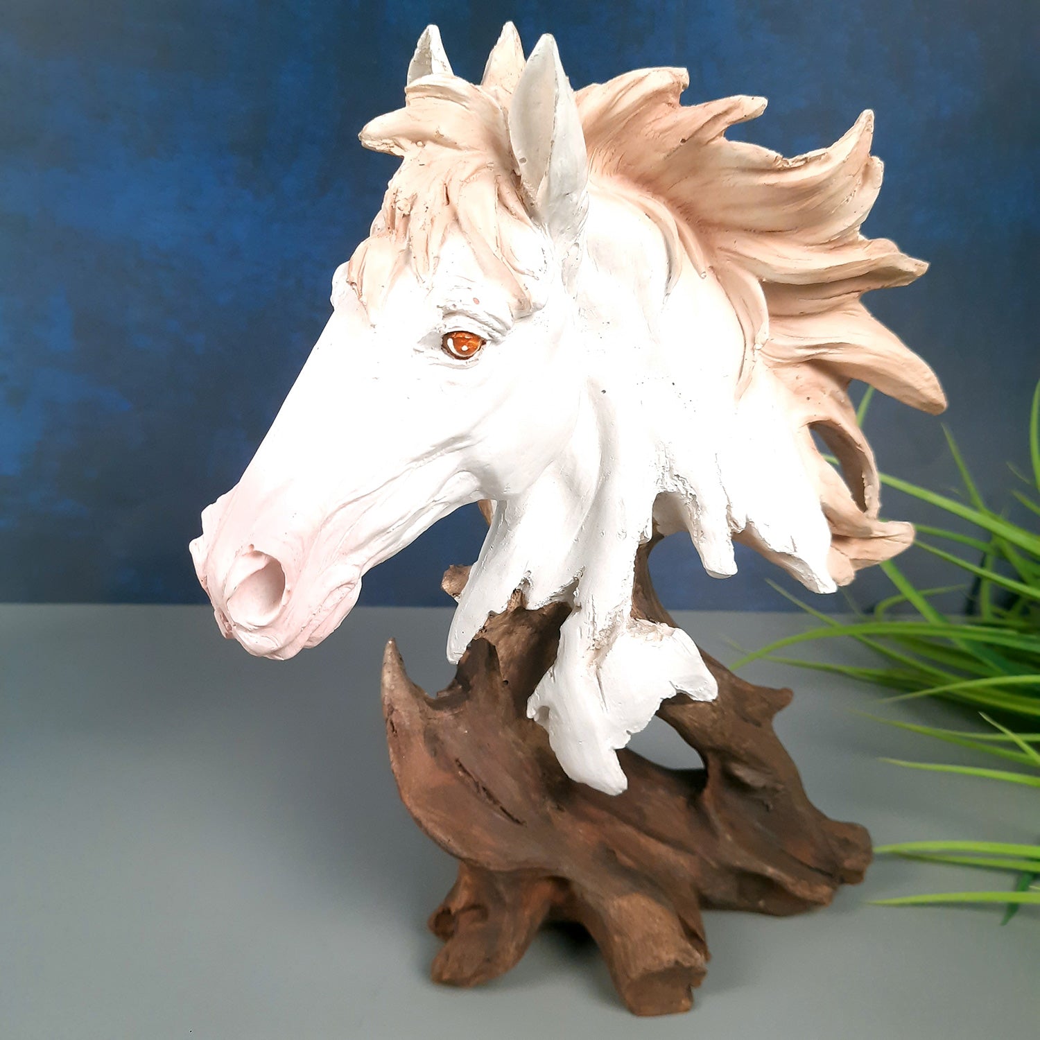 Horse Statue | Horse Face Showpiece Vastu, Fengshui Figurine | Animal Figurines - For Home, Living room Decor, Gifts, For Money & Wealth - 10 Inch - Apkamart #Color_White