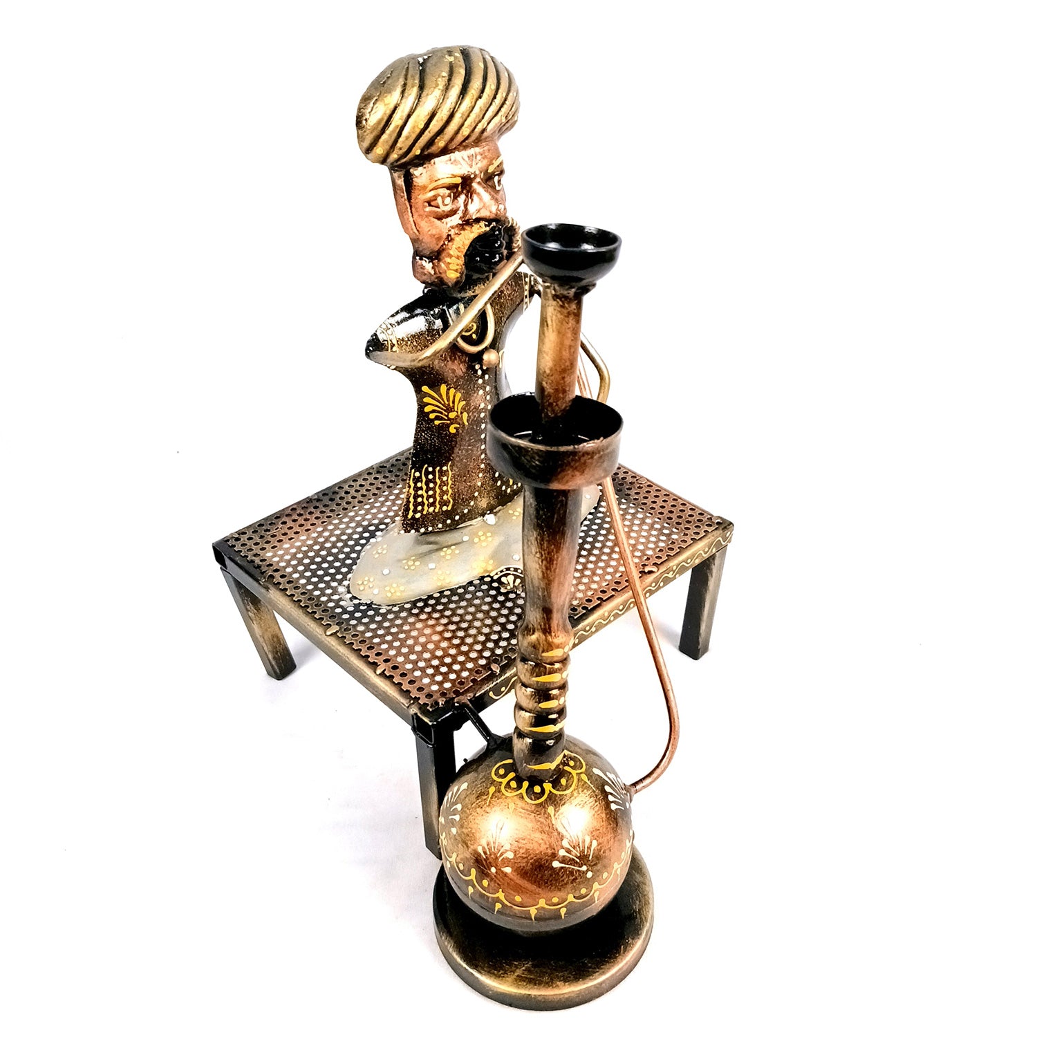 Village Man with Hukka Showpiece | Folk Men Sitting with Hookah Figurine - for Home, Bedroom, Living Room, Office Desk & Bar Decor - Apkamart #Style_Design 1