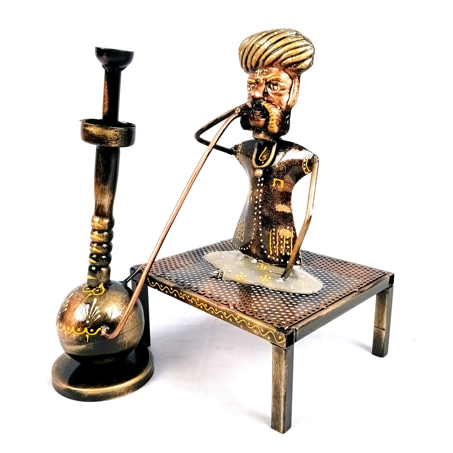 Village Man with Hukka Showpiece | Folk Men Sitting with Hookah Figurine - for Home, Bedroom, Living Room, Office Desk & Bar Decor - Apkamart #Style_Design 1