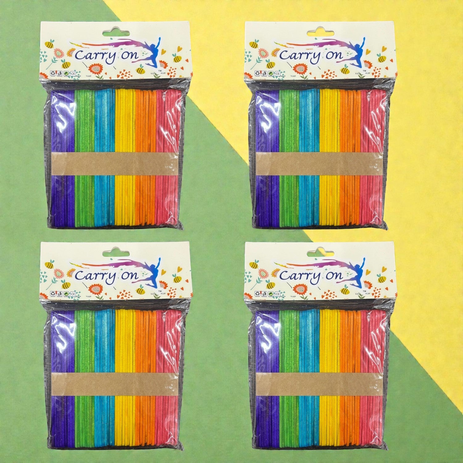 Multicolor Ice Cream Stick Wooden Ice Cream Sticks for Craft DIY Projects Ice Cream Stick for Craft Return Gift Kids Art Supplies - Apkamart #Style_Pack Of 4