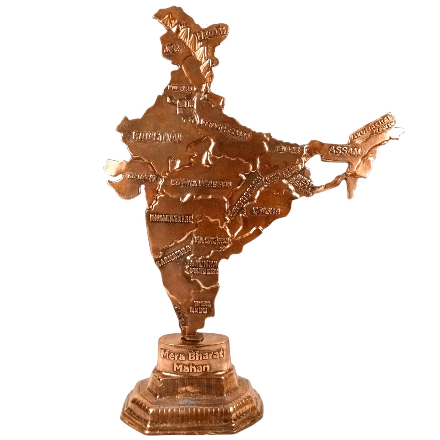 India Map Showpiece | Copper Patriotic Statue for Home Decor, Restaurant, Showcase | Handicraft Home Decoration Item | Farewell & Birthday Gift - 28 Inch - Apkamart