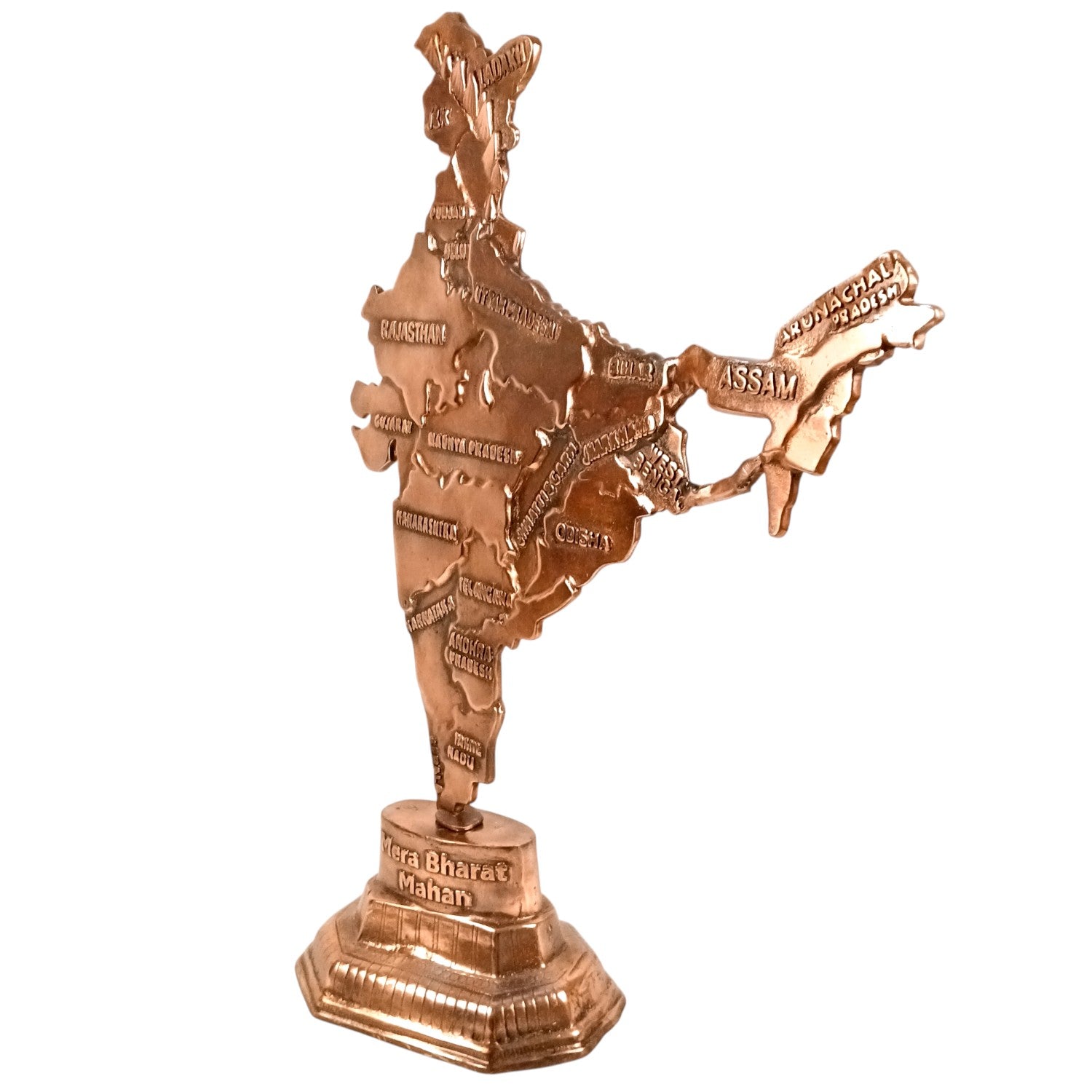 India Map Showpiece | Copper Patriotic Statue for Home Decor, Restaurant, Showcase | Handicraft Home Decoration Item | Farewell & Birthday Gift - 28 Inch - Apkamart