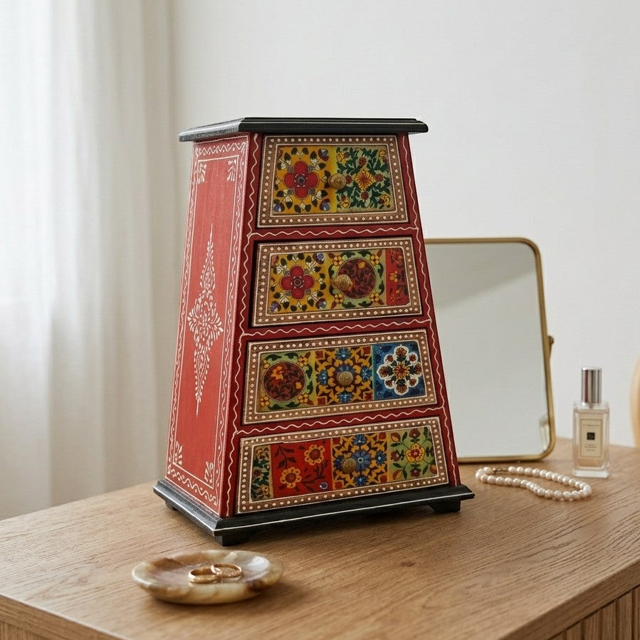Jewellery Box With 4 Drawers For Dressing Table - 13 Inch - Apkamart