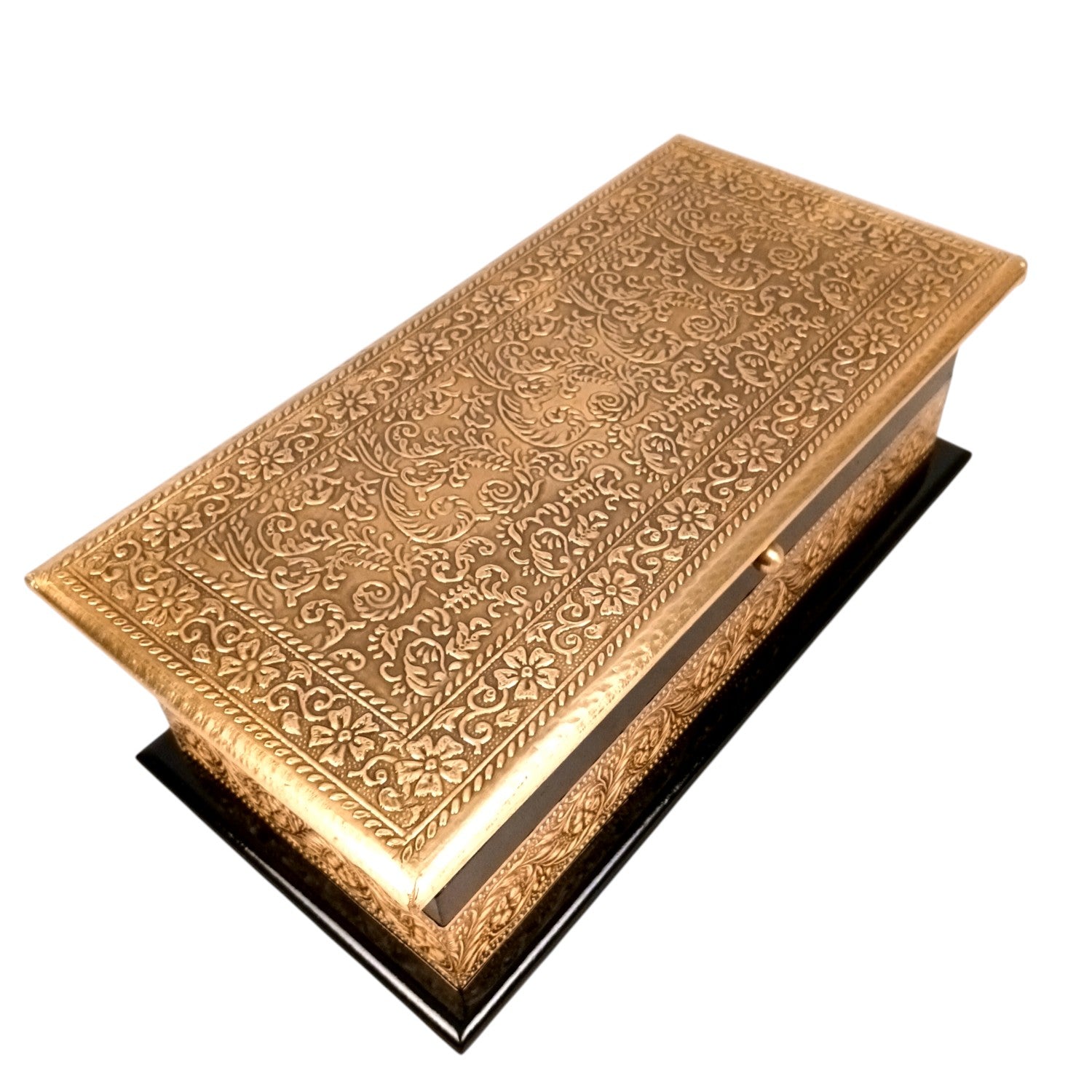 Wooden Jewelry Box for Bride | Bridal Gift Organizer for Women | Luxury Wedding Jewelry Storage Box | Compact Wood & Brass Jewellery Case for Travel & Occasions - 12 Inch - Apkamart