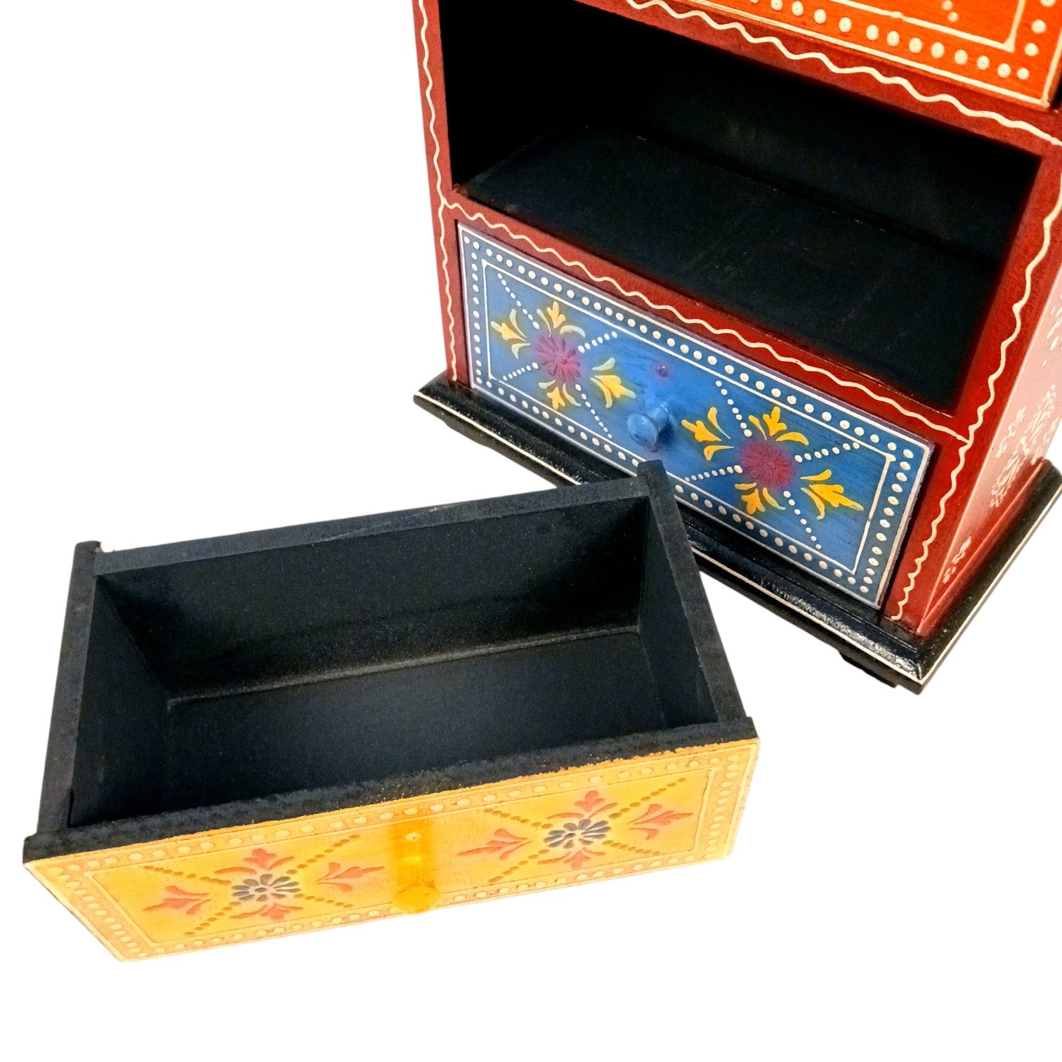 Jewellery Box | Wooden Jewellery Organizer with 3 Drawers | Storage Case for Rings, Earrings, Bangles & Makeup | Vanity Box for Women & Girls | Multipurpose Box - 11 Inch - Apkamart