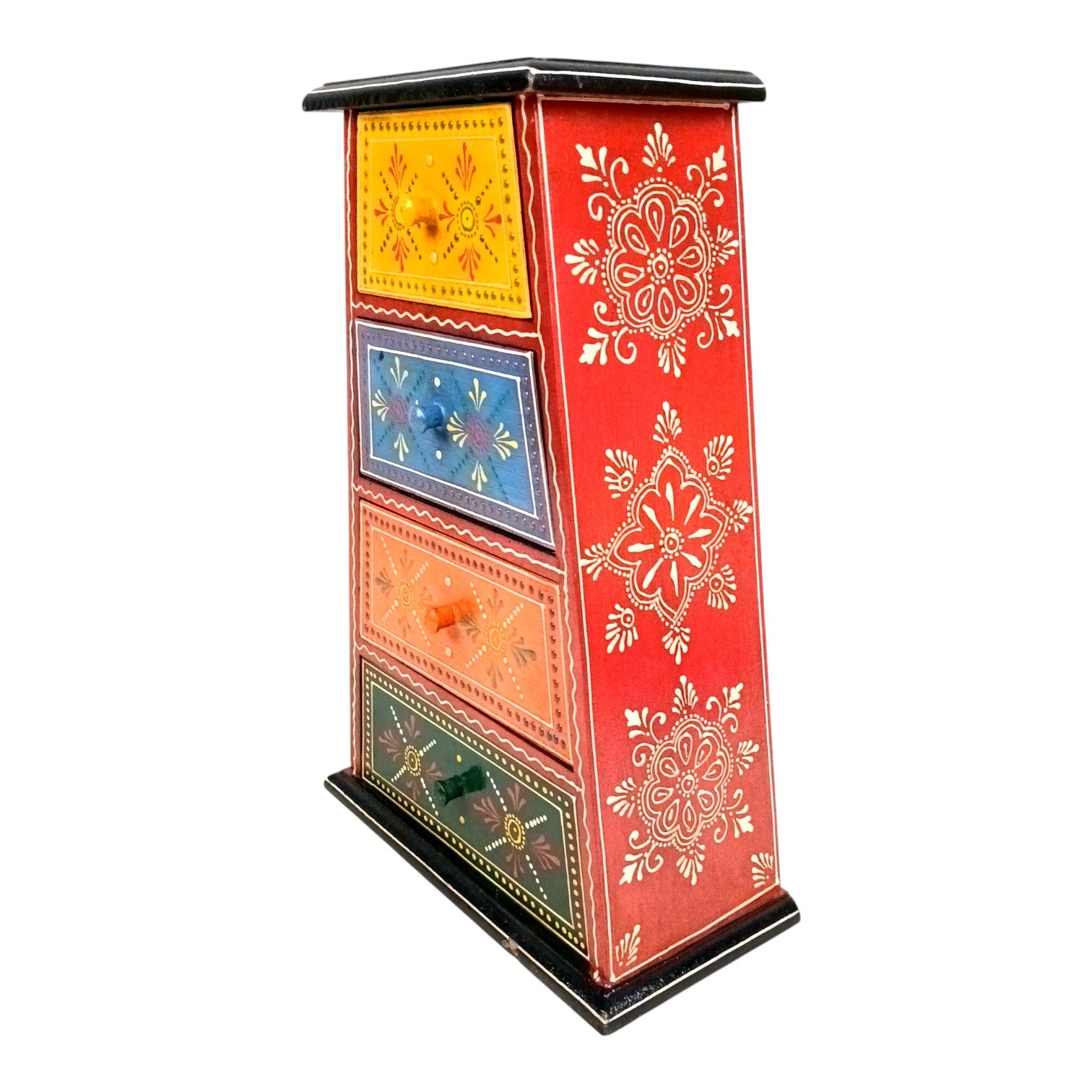 Jewellery Box with 4 Drawers | Handcrafted Jewellery Organizer for Rings, Earrings, Bangles, Watches | Decorative Jewellery Storage Box for Dressing Table - 14 Inch - Apkamart #Style_Design 1