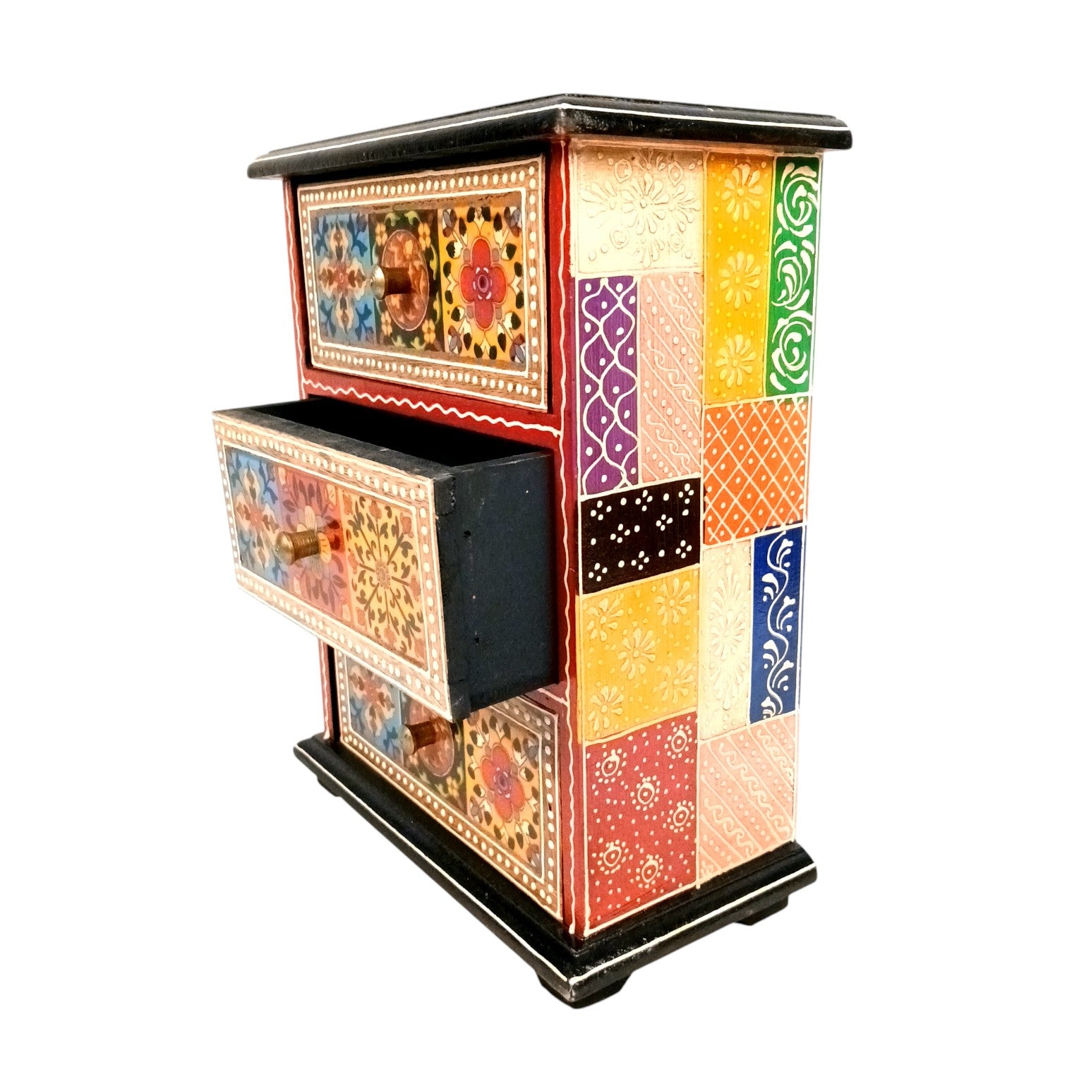 Jewellery Box | Wooden Jewellery Organizer with 3 Drawers | Storage Case for Rings, Earrings, Chains, Bangles & Makeup | Vanity Box for Women & Girls – 11 Inch - Apkamart #Style_Design 1