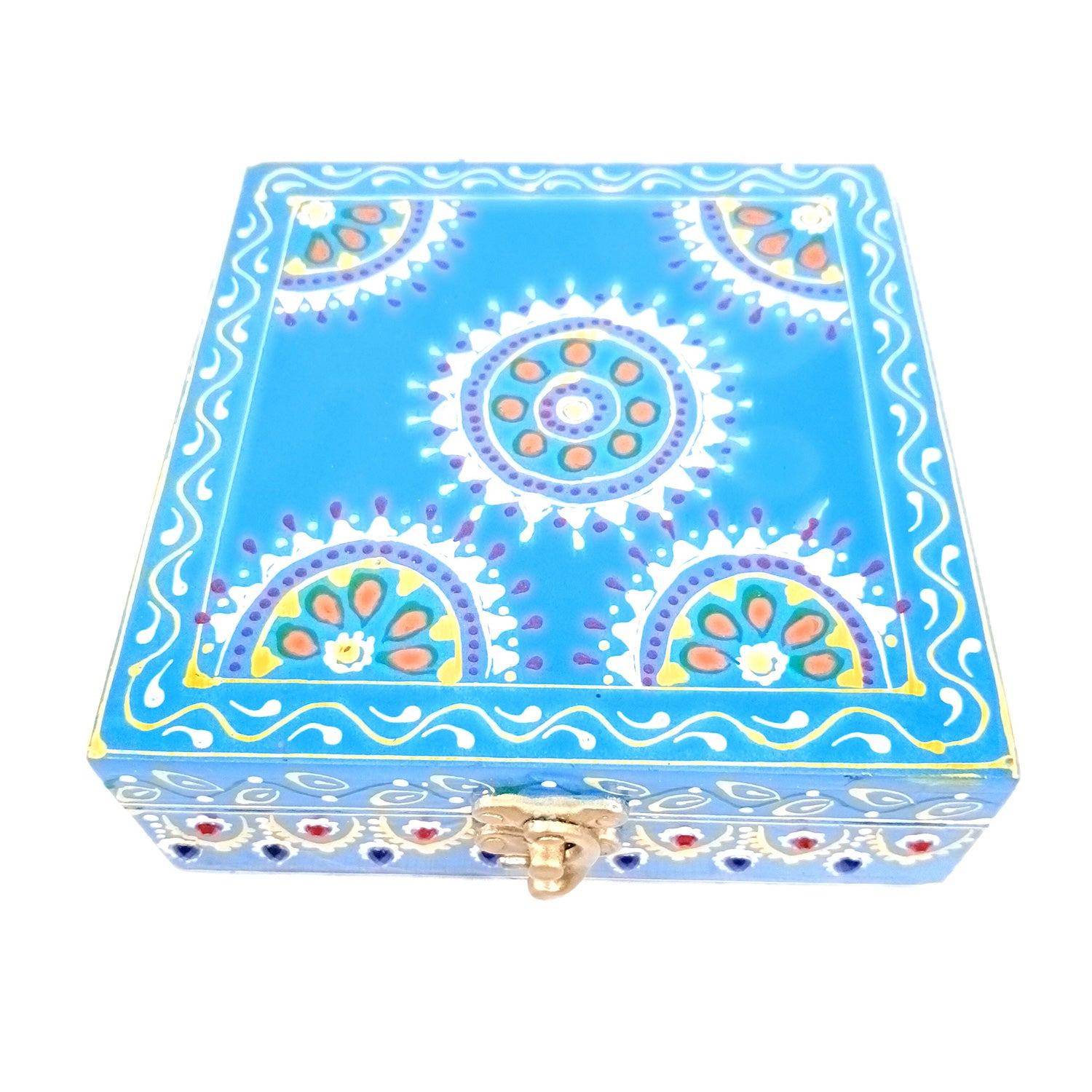 Jewellery Box | Decorative Wooden Jewelry Box - For Home, Table, Organizing Earring, Rings, Necklace & Gifts - 6 Inch - Apkamart #Colour_Blue