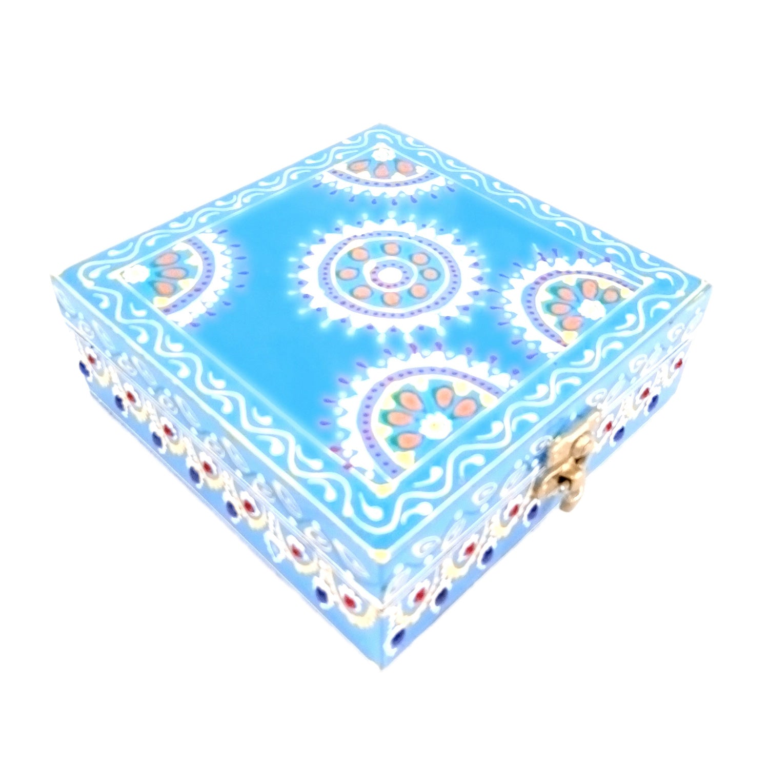 Jewellery Box | Decorative Wooden Jewelry Box - For Home, Table, Organizing Earring, Rings, Necklace & Gifts - 6 Inch - Apkamart #Colour_Blue