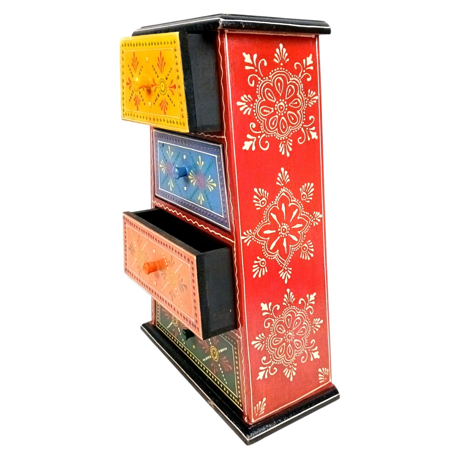 Jewellery Box with 4 Drawers | Handcrafted Jewellery Organizer for Rings, Earrings, Bangles, Watches | Decorative Jewellery Storage Box for Dressing Table - 14 Inch - Apkamart #Style_Design 1