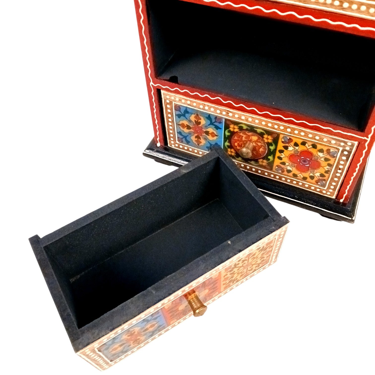 Jewellery Box | Wooden Jewellery Organizer with 3 Drawers | Storage Case for Rings, Earrings, Chains, Bangles & Makeup | Vanity Box for Women & Girls – 11 Inch - Apkamart #Style_Design 1