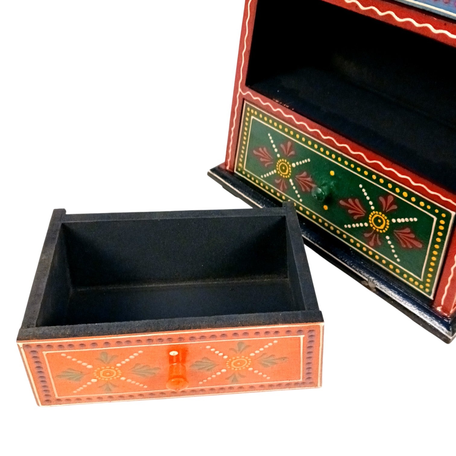 Jewellery Box with 4 Drawers | Handcrafted Jewellery Organizer for Rings, Earrings, Bangles, Watches | Decorative Jewellery Storage Box for Dressing Table - 14 Inch - Apkamart #Style_Design 1