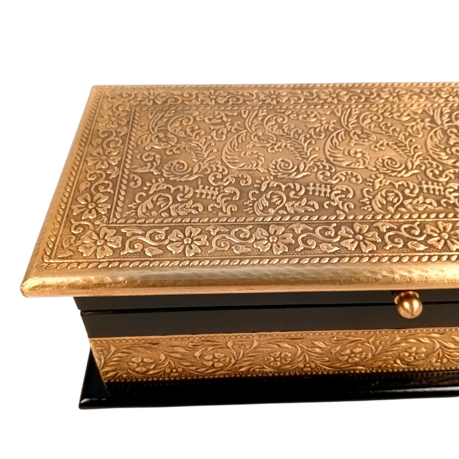 Wooden Jewelry Box for Bride | Bridal Gift Organizer for Women | Luxury Wedding Jewelry Storage Box | Compact Wood & Brass Jewellery Case for Travel & Occasions - 12 Inch - Apkamart