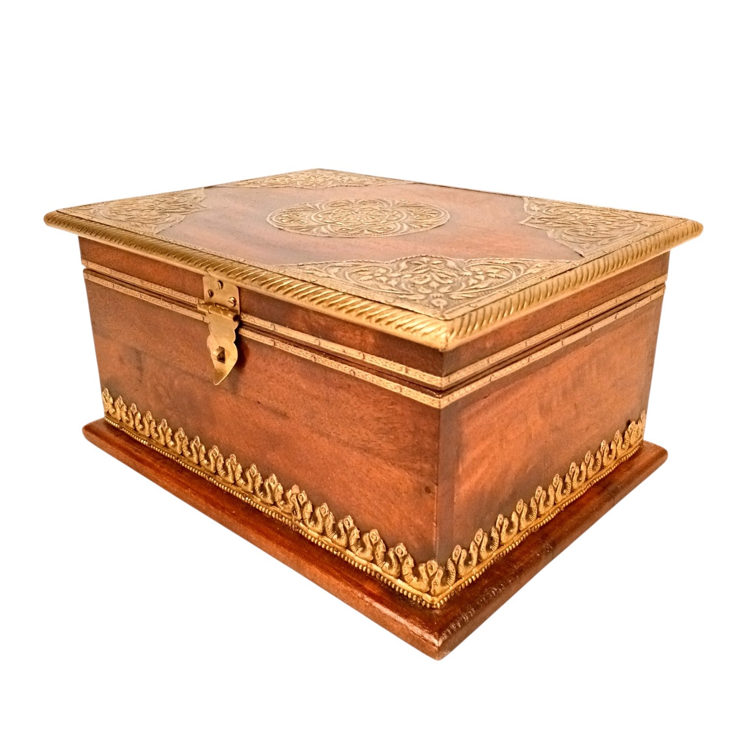 Wooden Big Trunk Storage Box | Handcrafted Utility Organizer for Jewellery, Keepsakes, Accessories & Home Decor | Durable Multipurpose Storage Box & Utility Chest - 12 Inch - Apkamart