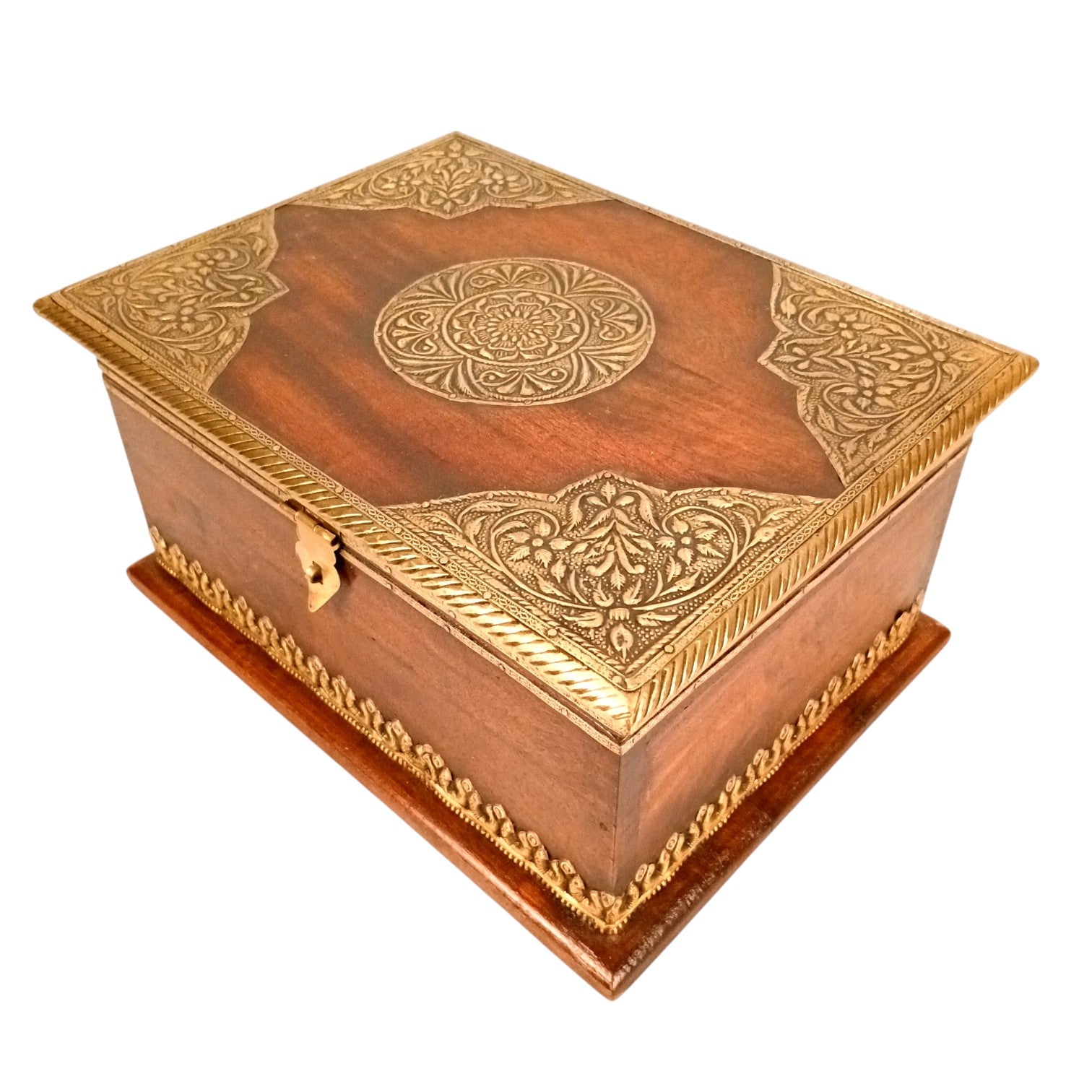 Wooden Big Trunk Storage Box | Handcrafted Utility Organizer for Jewellery, Keepsakes, Accessories & Home Decor | Durable Multipurpose Storage Box & Utility Chest - 12 Inch - Apkamart