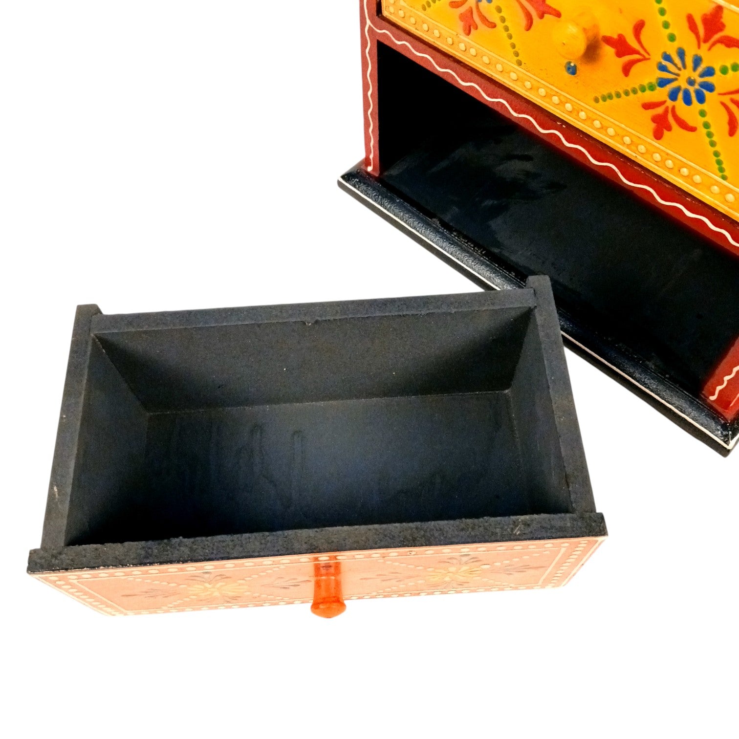 Wooden Jewellery Box with 2 Drawers | Handcrafted Organizer for Rings, Earrings, Bangles, Watches | Vanity Storage Box for Dressing Table, Home Decor & Gifts - 8 Inch - Apkamart #Style_Design 1