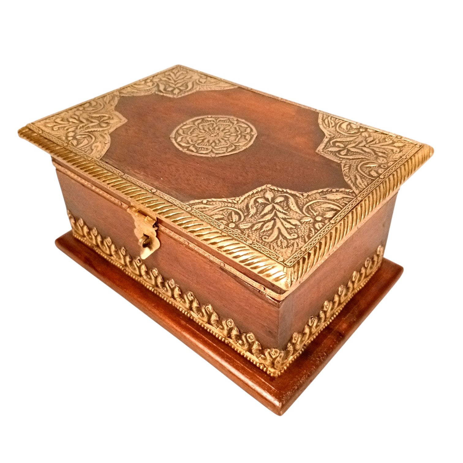 Wooden Small Trunk Storage Box | Handcrafted Utility Organizer for Jewellery, Make-up Accessories & Home Decor | Durable Multipurpose Storage Box & Utility Chest - 9 Inch - Apkamart