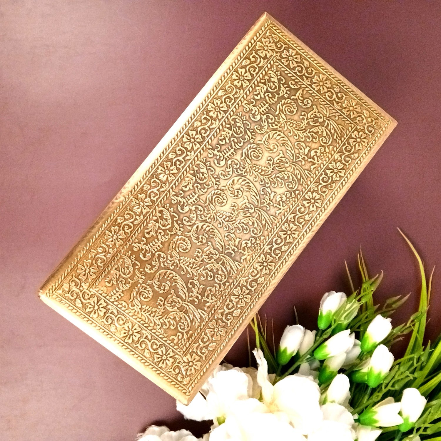 Wooden Jewelry Box for Bride | Bridal Gift Organizer for Women | Luxury Wedding Jewelry Storage Box | Compact Wood & Brass Jewellery Case for Travel & Occasions - 12 Inch - Apkamart