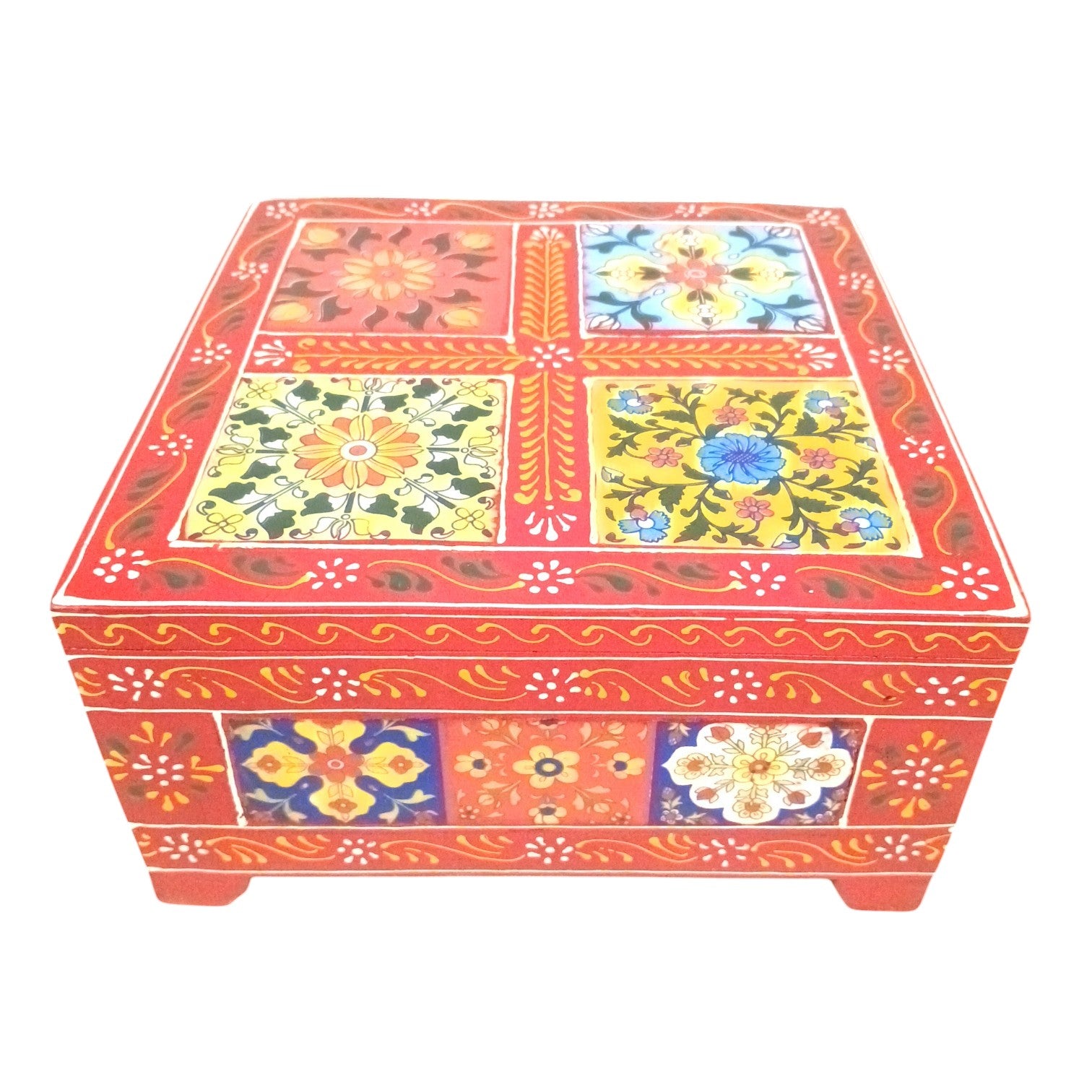 Handcrafted Wooden Box for Dry Fruits, Supari & Jewellery | Decorative Storage Box | Multipurpose Organizer for Gifting, Festive & Home Decor - 8 Inch - Apkamart