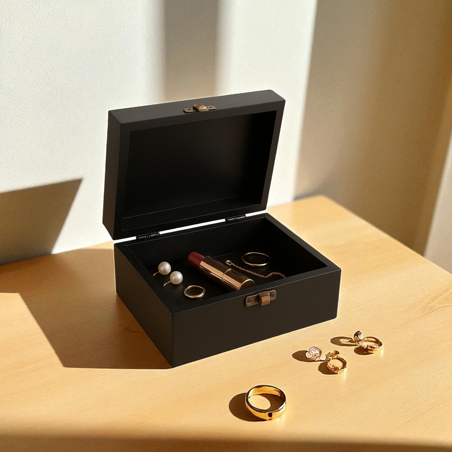 Wooden Jewellery Box | Handcrafted Storage Box | Wooden Jewelry Organizer | Trinket Box for Rings, Earrings, Necklaces | Multipurpose Box| Home Decor & Gift Item - 7 Inch - Apkamart