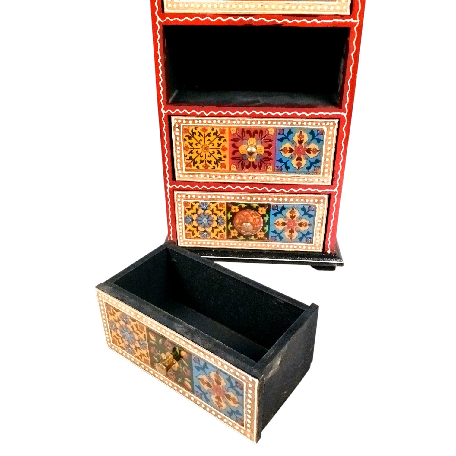 Jewellery Box | Wooden Jewellery Organizer with 3 Drawers | Storage Case for Rings, Earrings, Chains, Bangles & Makeup | Vanity Box for Women & Girls – 11 Inch - Apkamart #Style_Design 1