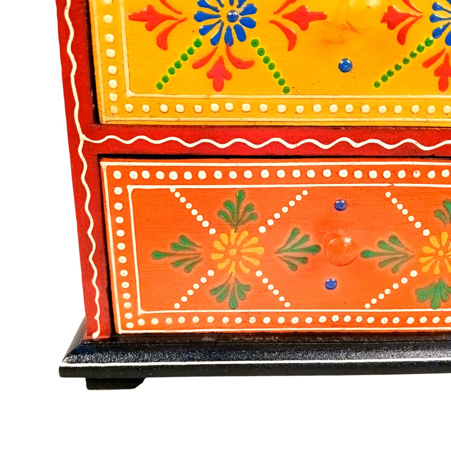 Wooden Jewellery Box with 2 Drawers | Handcrafted Organizer for Rings, Earrings, Bangles, Watches | Vanity Storage Box for Dressing Table, Home Decor & Gifts - 8 Inch - Apkamart #Style_Design 1