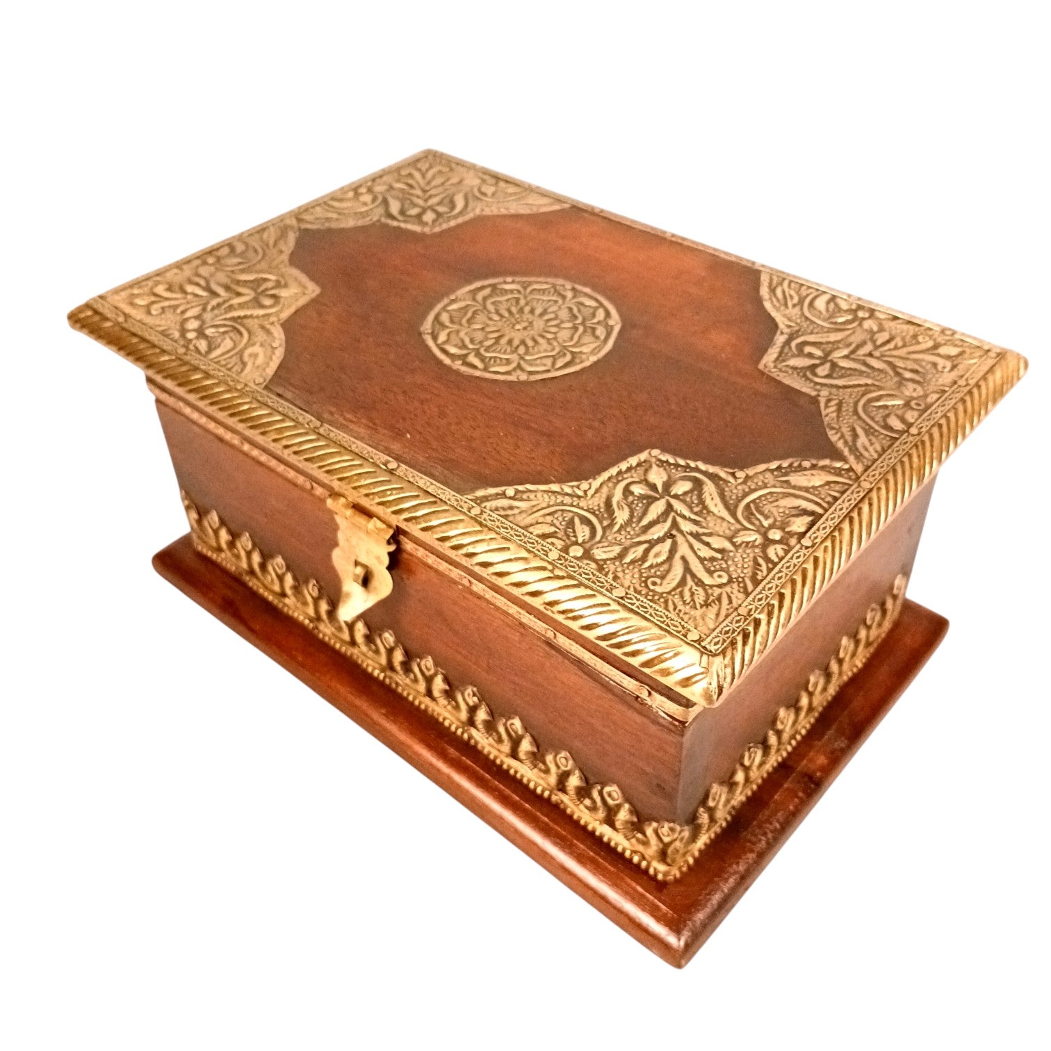 Wooden Small Trunk Storage Box | Handcrafted Utility Organizer for Jewellery, Make-up Accessories & Home Decor | Durable Multipurpose Storage Box & Utility Chest - 9 Inch - Apkamart