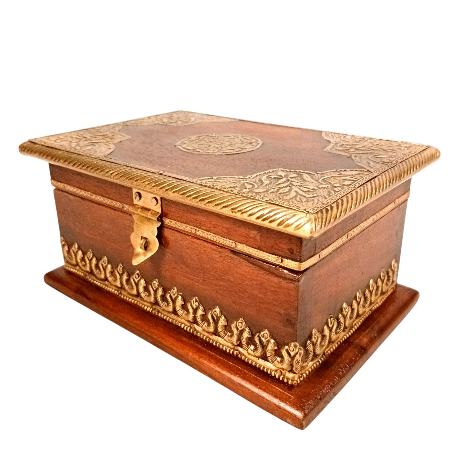 Wooden Small Trunk Storage Box | Handcrafted Utility Organizer for Jewellery, Make-up Accessories & Home Decor | Durable Multipurpose Storage Box & Utility Chest - 9 Inch - Apkamart