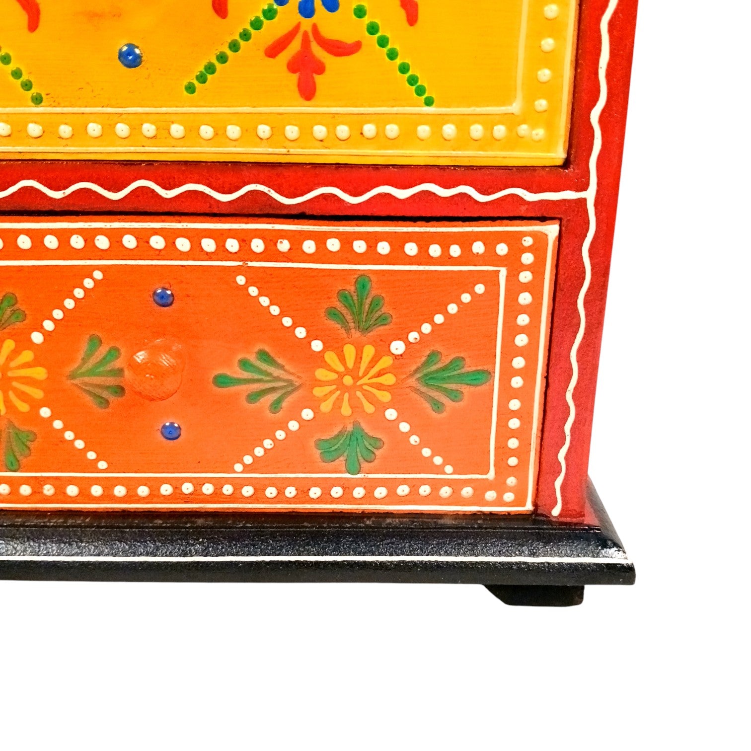 Wooden Jewellery Box with 2 Drawers | Handcrafted Organizer for Rings, Earrings, Bangles, Watches | Vanity Storage Box for Dressing Table, Home Decor & Gifts - 8 Inch - Apkamart #Style_Design 1