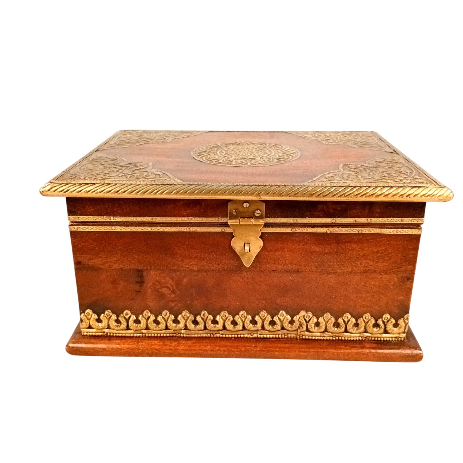 Wooden Big Trunk Storage Box | Handcrafted Utility Organizer for Jewellery, Keepsakes, Accessories & Home Decor | Durable Multipurpose Storage Box & Utility Chest - 12 Inch - Apkamart