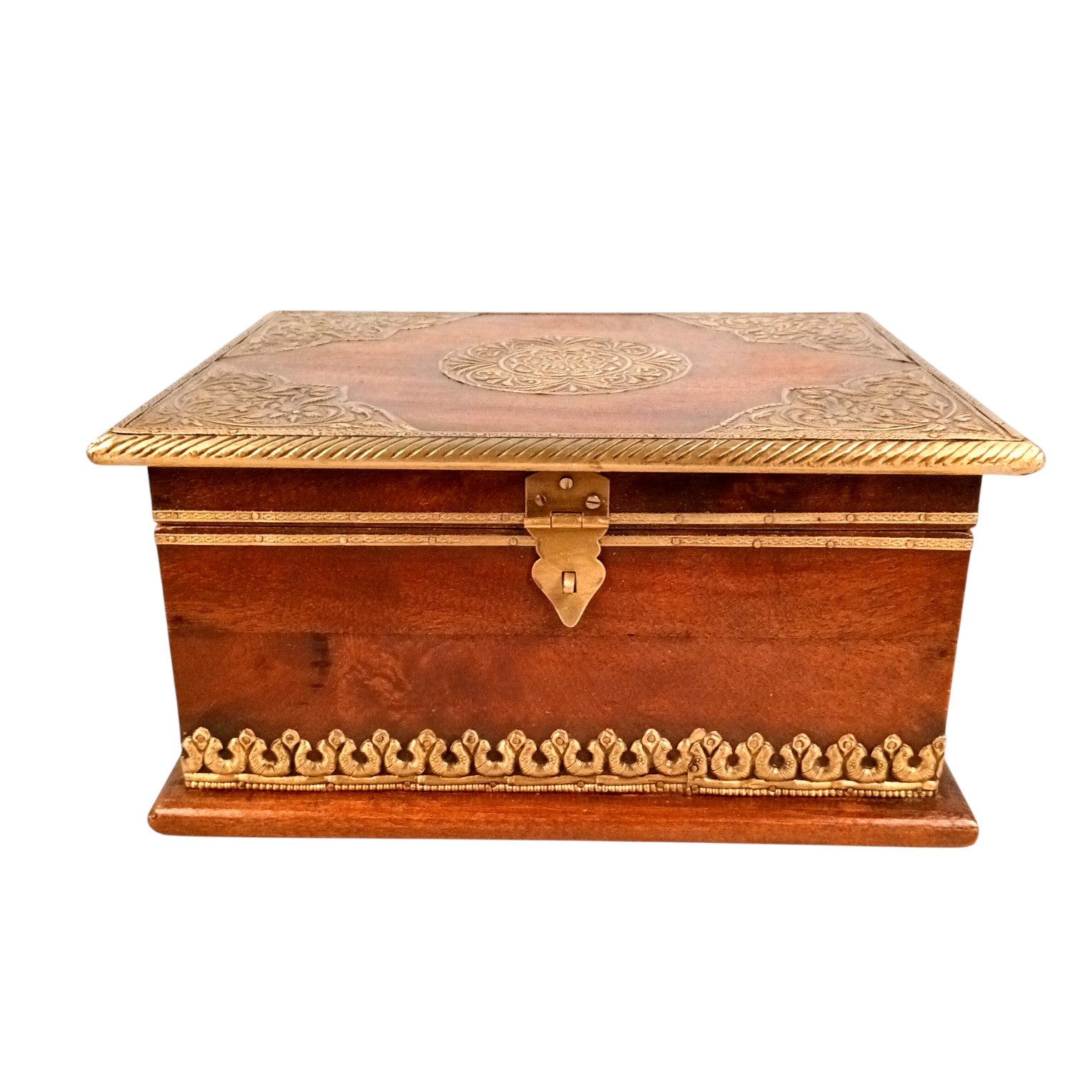 Handcrafted Small Trunk Storage Boxes | Multipurpose Organizer for Jewellery, Make-up Accessories & Home Decor Combo of Wooden Jewelry Boxes – 12 Inch (Set Of 2) - Apkamart