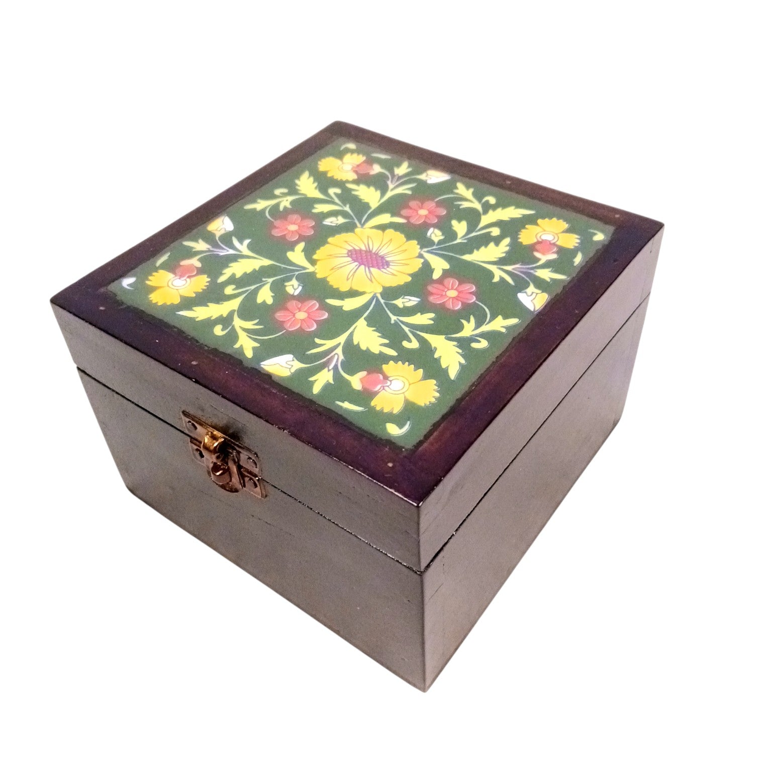 Wooden Jewellery Box | Handcrafted Multicolor Storage Box | Antique Wooden Jewelry Organizer | Trinket Box for Rings, Earrings, Necklaces | Home Decor & Gift Item - 7 Inch - Apkamart