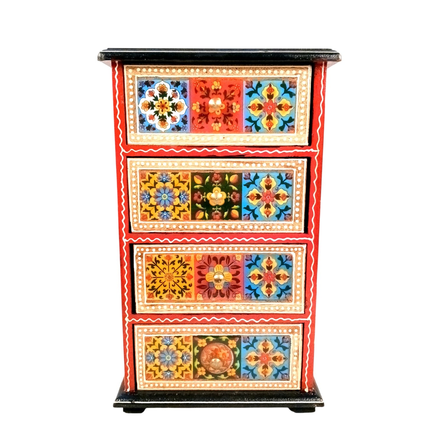 Jewellery Box | Jewellery Organizer with 4 Drawers | Storage Case for Rings, Earrings, Chains, Bangles & Makeup | Vanity Box for Women & Girls – 14 Inch - Apkamart