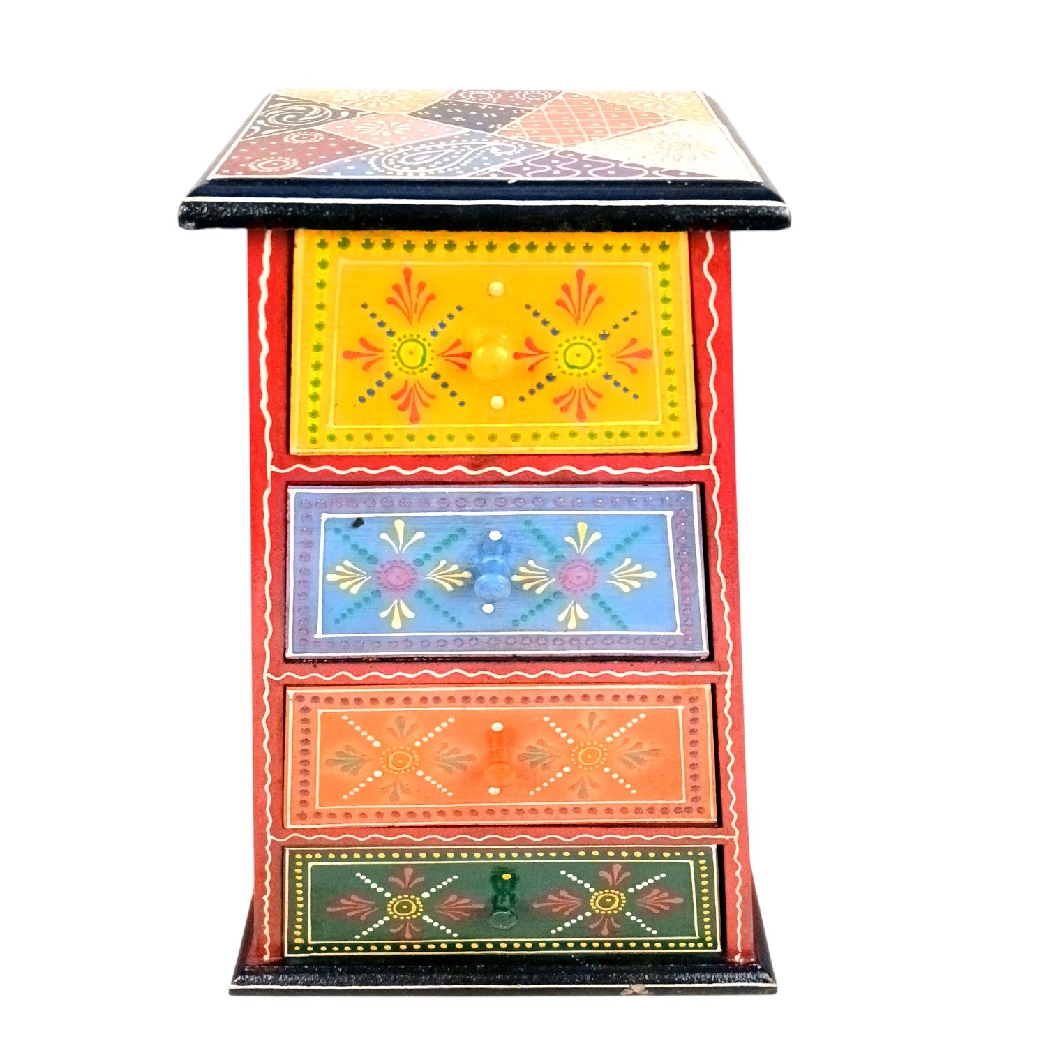 Jewellery Box with 4 Drawers | Handcrafted Jewellery Organizer for Rings, Earrings, Bangles, Watches | Decorative Jewellery Storage Box for Dressing Table - 14 Inch - Apkamart #Style_Design 1