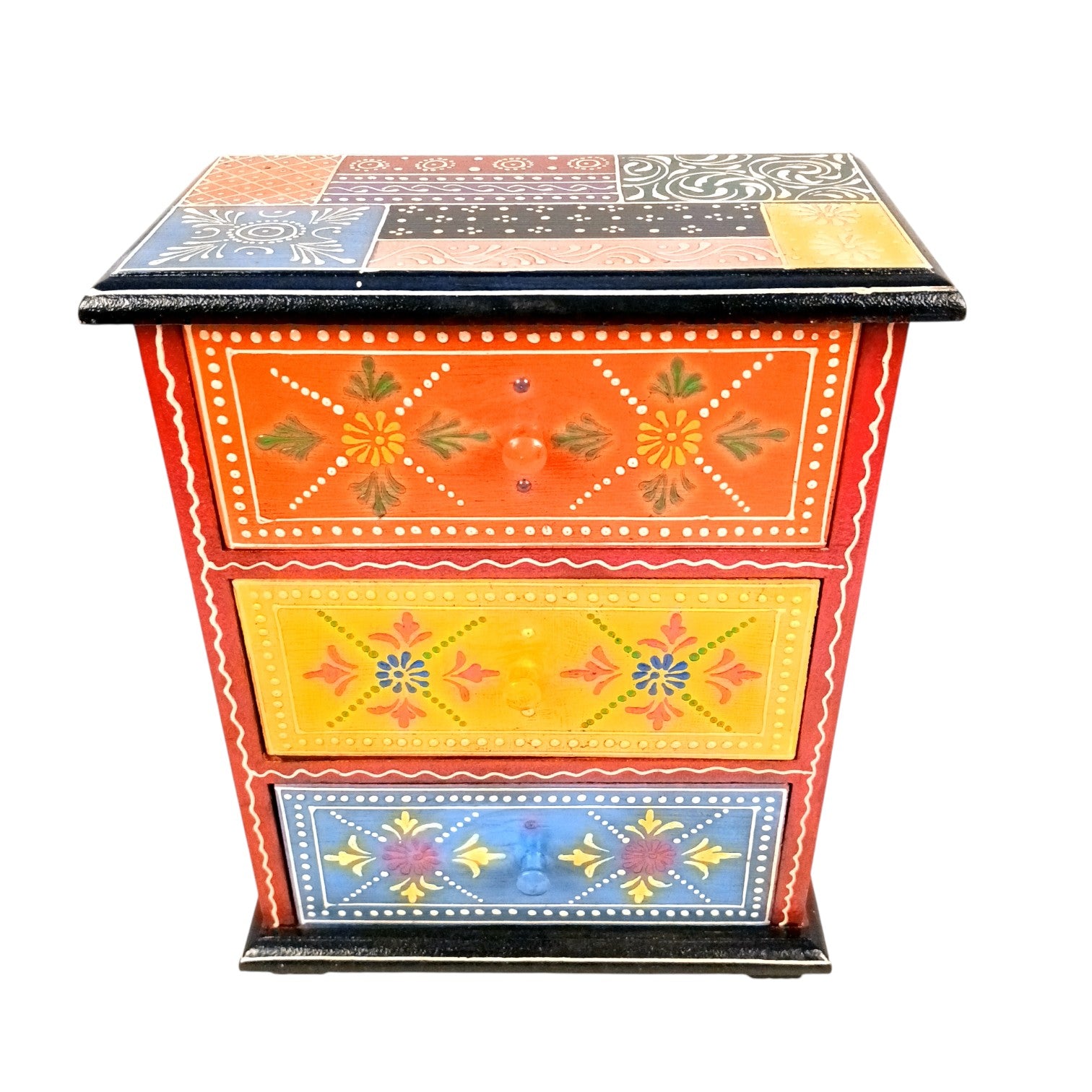 Jewellery Box | Wooden Jewellery Organizer with 3 Drawers | Storage Case for Rings, Earrings, Bangles & Makeup | Vanity Box for Women & Girls | Multipurpose Box - 11 Inch - Apkamart