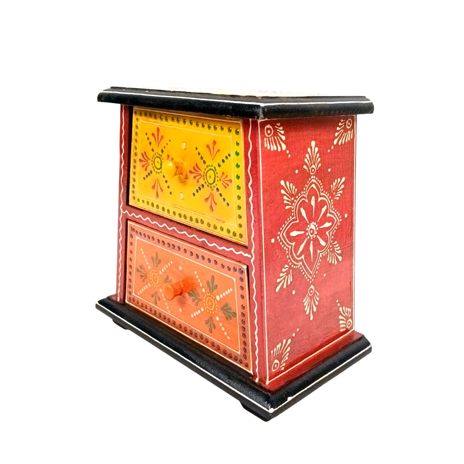 Jewellery Box with 2 Drawers | Handcrafted Storage Organizer for Rings, Earrings, Bangles, Watches & Trinkets | Decorative Wooden Jewellery Box for Dressing Table - 7 Inch - Apkamart