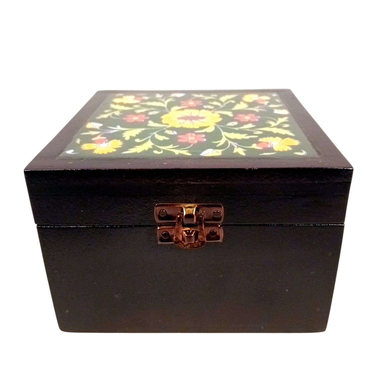 Wooden Jewellery Box | Handcrafted Multicolor Storage Box | Antique Wooden Jewelry Organizer | Trinket Box for Rings, Earrings, Necklaces | Home Decor & Gift Item - 7 Inch - Apkamart