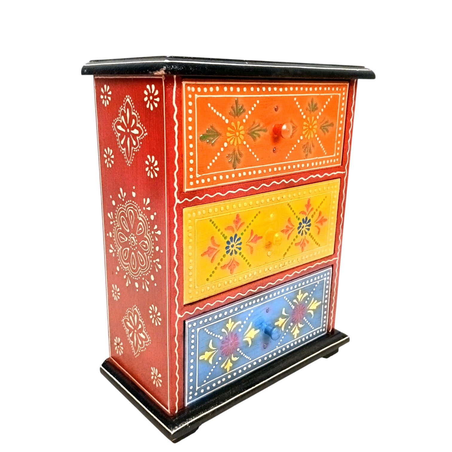 Jewellery Box | Wooden Jewellery Organizer with 3 Drawers | Storage Case for Rings, Earrings, Bangles & Makeup | Vanity Box for Women & Girls | Multipurpose Box - 11 Inch - Apkamart