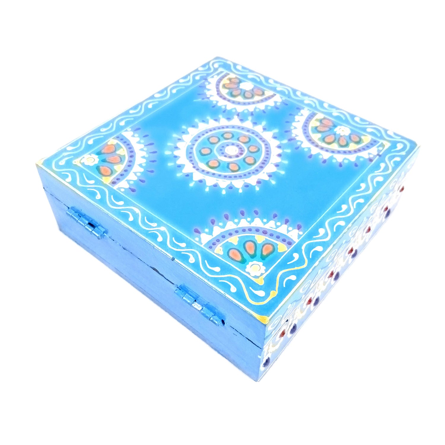 Jewellery Box | Decorative Wooden Jewelry Box - For Home, Table, Organizing Earring, Rings, Necklace & Gifts - 6 Inch - Apkamart #Colour_Blue