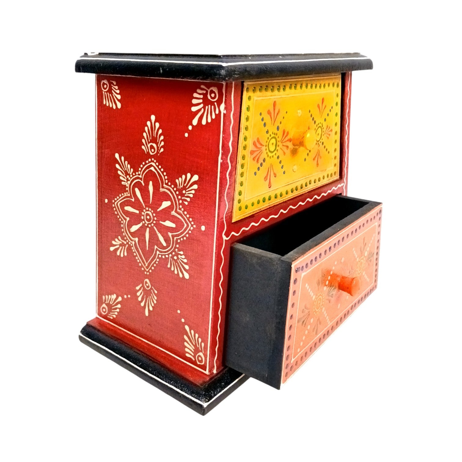 Jewellery Box with 2 Drawers | Handcrafted Storage Organizer for Rings, Earrings, Bangles, Watches & Trinkets | Decorative Wooden Jewellery Box for Dressing Table - 7 Inch - Apkamart