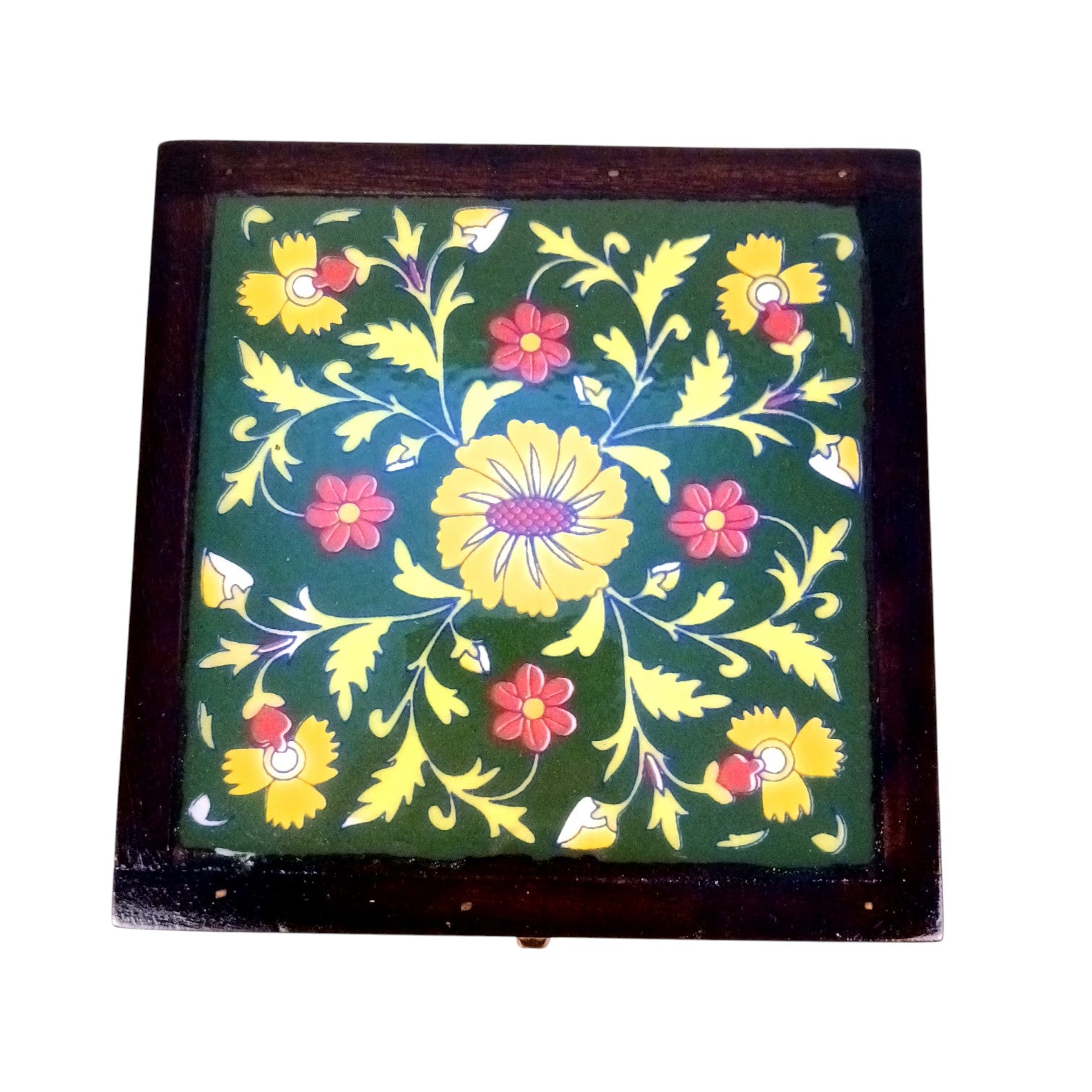 Wooden Jewellery Box | Handcrafted Multicolor Storage Box | Antique Wooden Jewelry Organizer | Trinket Box for Rings, Earrings, Necklaces | Home Decor & Gift Item - 7 Inch - Apkamart