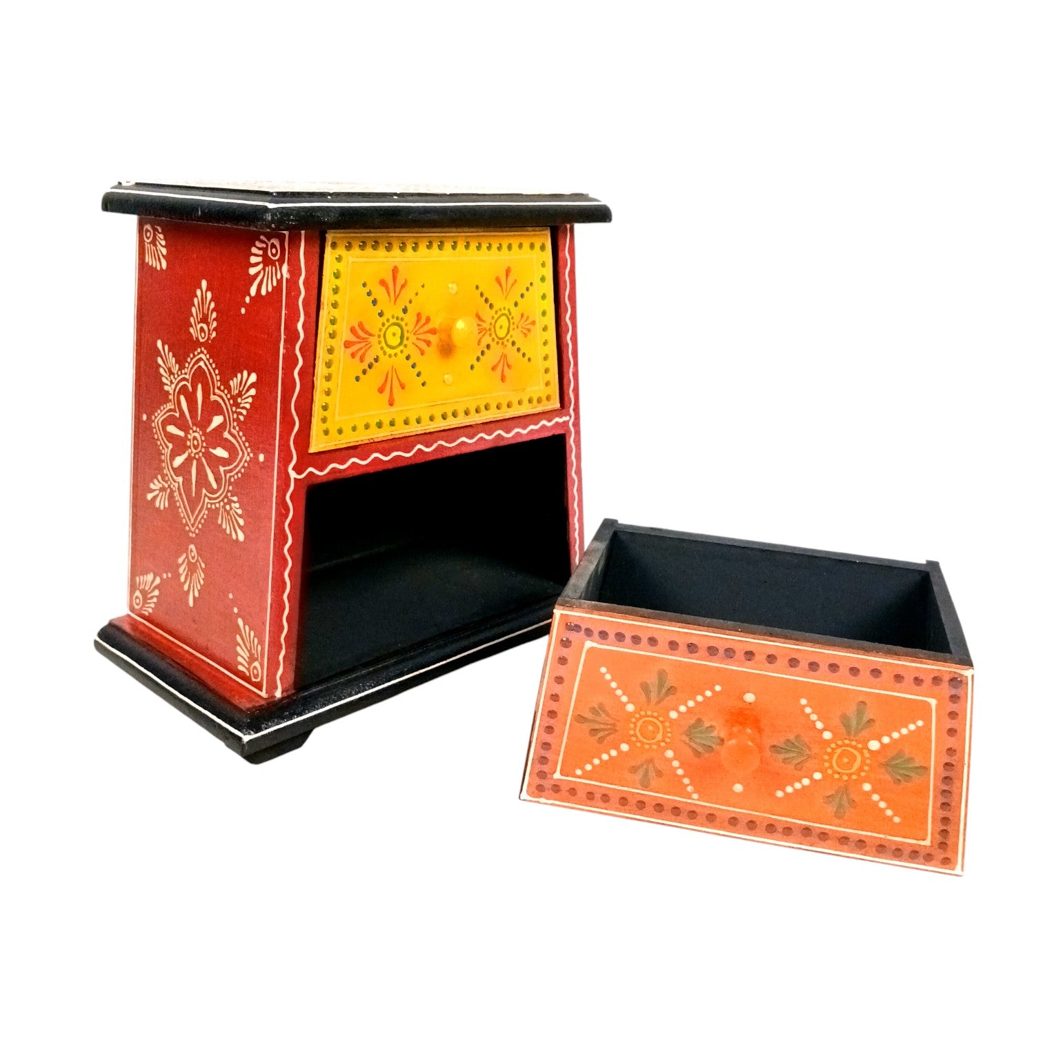 Jewellery Box with 2 Drawers | Handcrafted Storage Organizer for Rings, Earrings, Bangles, Watches & Trinkets | Decorative Wooden Jewellery Box for Dressing Table - 7 Inch - Apkamart