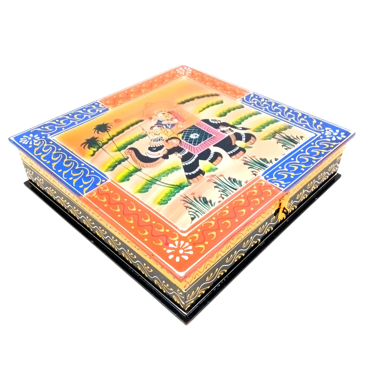 Jewellery Box with Elephant Design | Handcrafted Decorative Storage Box for Jewellery, Keepsakes & Gifting | Traditional Wooden Organizer for Home Decor - 12 Inch - Apkamart