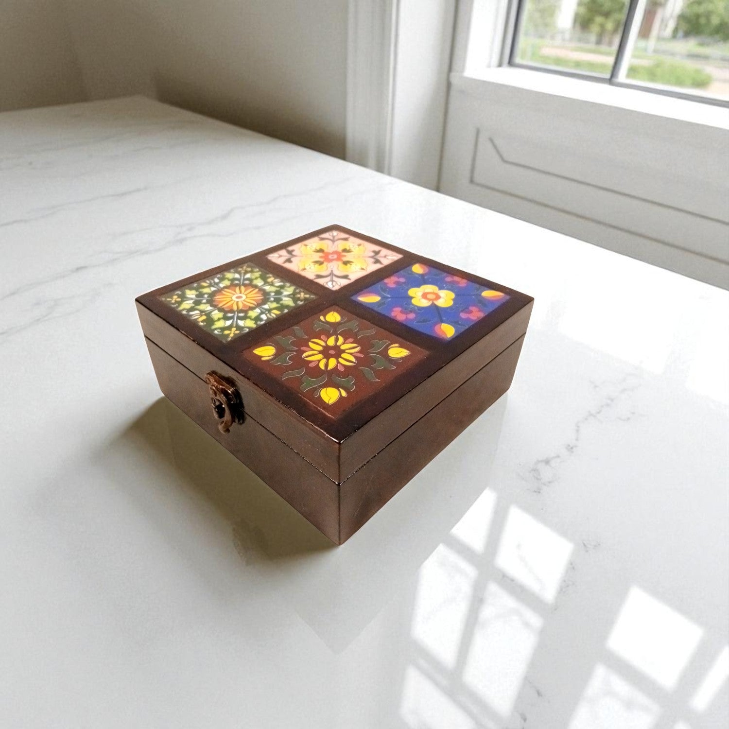 Wooden Jewellery Box | Bridal Box for Women | Luxury Jewellery Storage Gift Box for Bride | Custom Wedding Keepsake Organizer | Elegant Jewellery Box for Her - 7 Inch - Apkamart