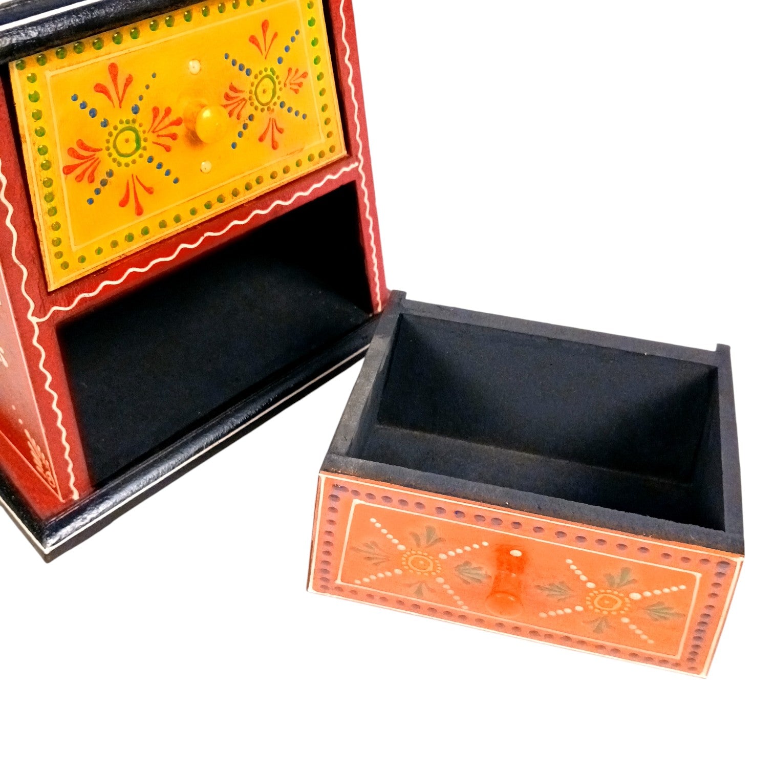 Jewellery Box with 2 Drawers | Handcrafted Storage Organizer for Rings, Earrings, Bangles, Watches & Trinkets | Decorative Wooden Jewellery Box for Dressing Table - 7 Inch - Apkamart