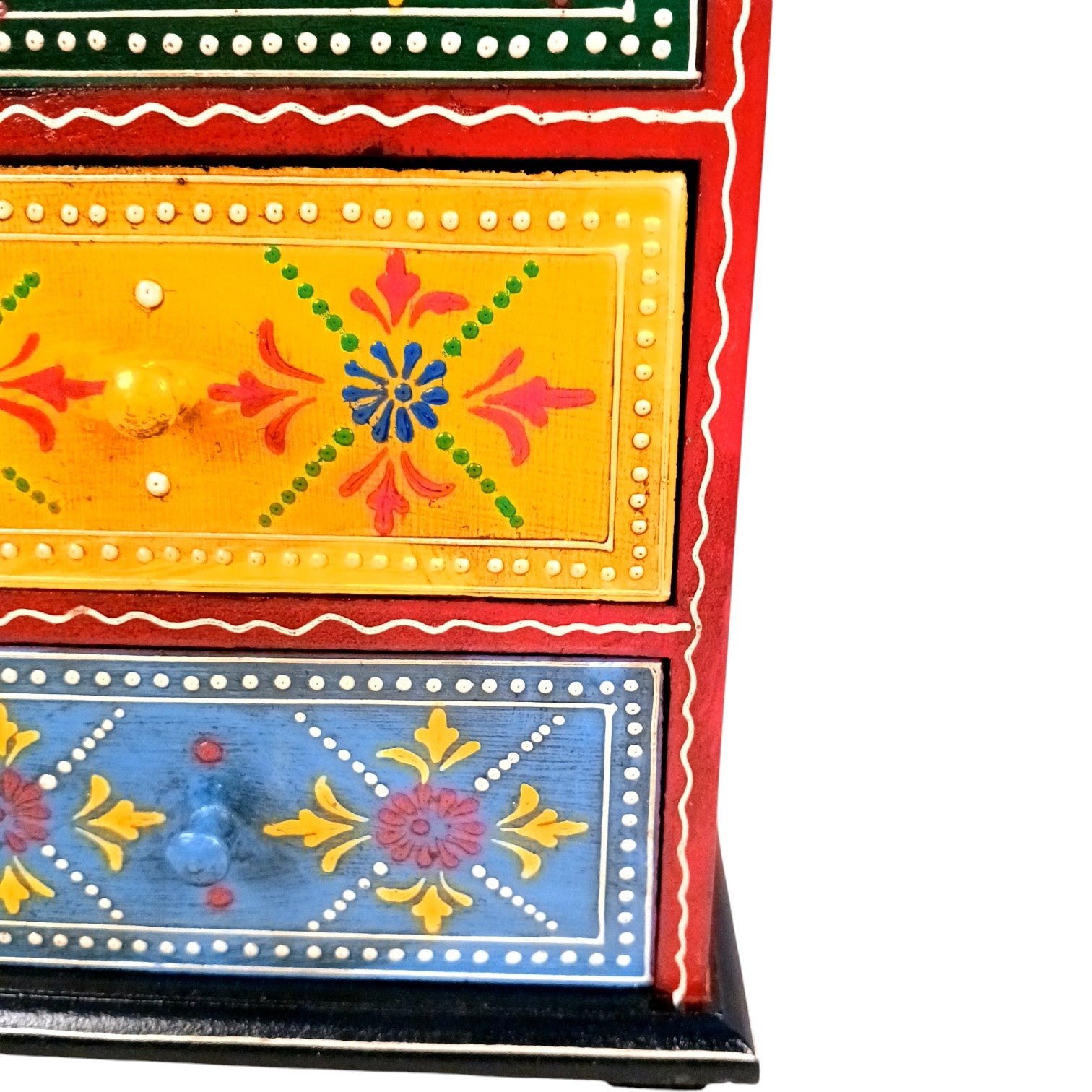 Wooden Jewellery Box with 4 Drawers | Handcrafted Storage Organizer for Rings, Earrings, Bangles, Trinkets | Decorative Box for Dressing Table, Home Decor & Gifting - 14 Inch - Apkamart